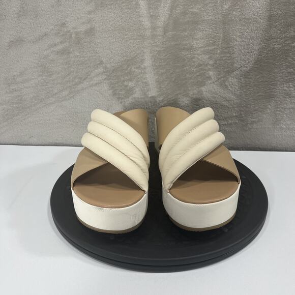 Sorel Cameron Leather Flatform Womens Size 9.5 Brown/Cream Platform Sandals - Picture 2 of 10